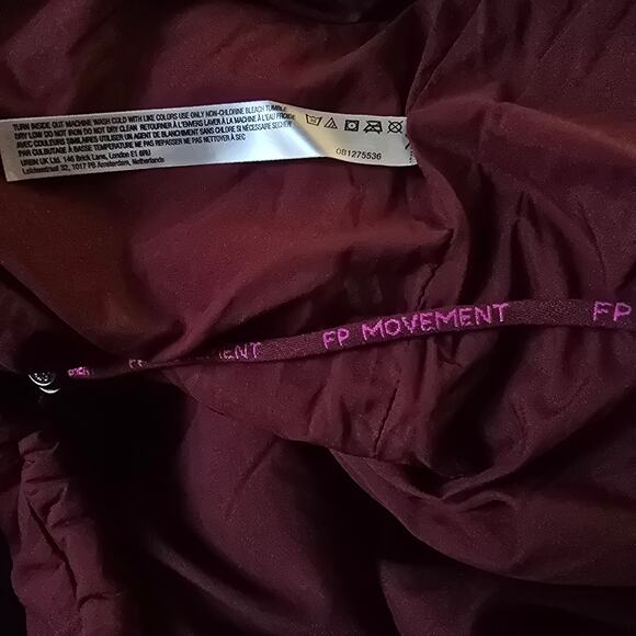 New Free People FP MOVEMENT Midnight Moon Solid Bomber Jacket $198 LARGE Wine - Picture 8 of 8